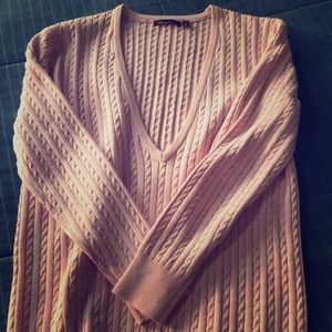 525 America pink cable knit sweater